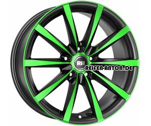 RH GT 10,5x21 ET56 5x114,3 Schwarz Front Grün Poliert